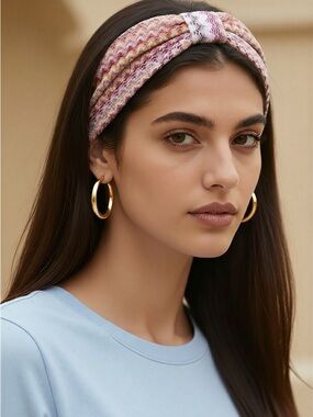 Missoni pink knit zig zag chevron pink multi color headband